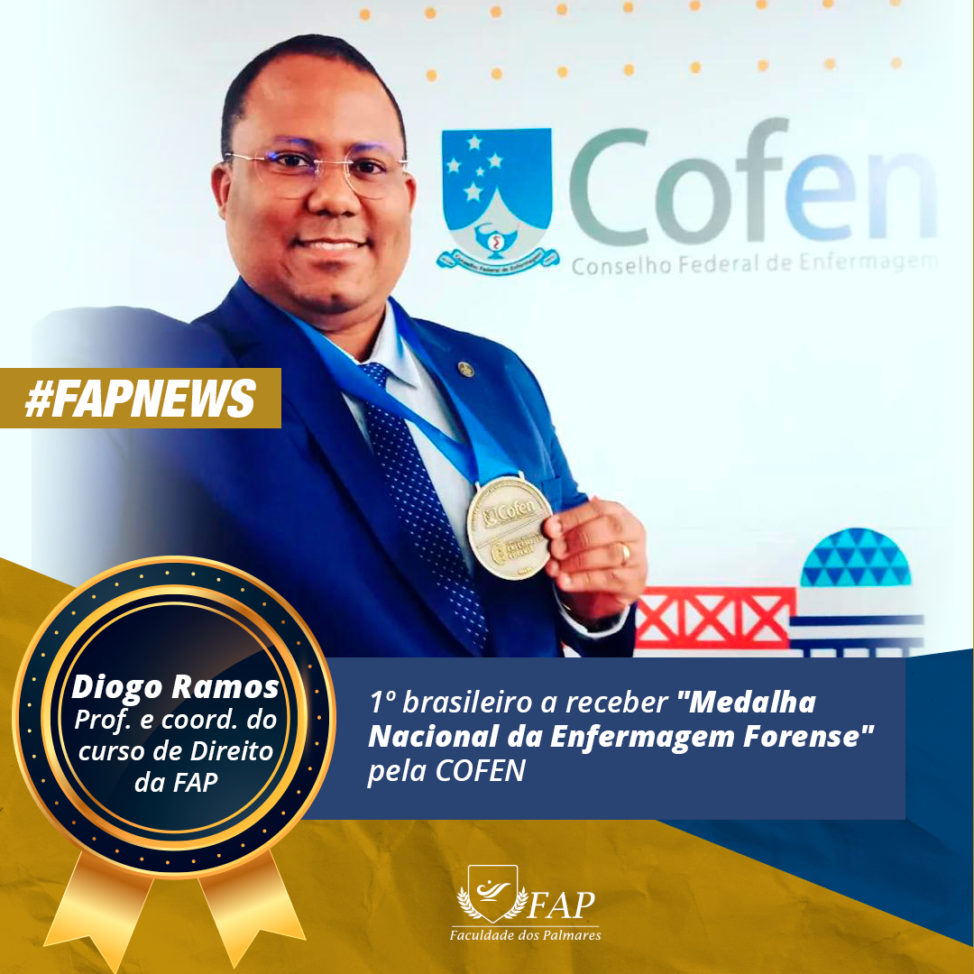 Você está visualizando atualmente Diogo Ramos recebe a Medalha Nacional da Enfermagem Forense do COFEN